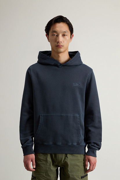 ТОЛСТОВКА WOOLRICH GARMENT DYED HOODIE СИНИЙ ТОЛСТОВКА WOOLRICH GARMENT DYED HOODIE СИНИЙ