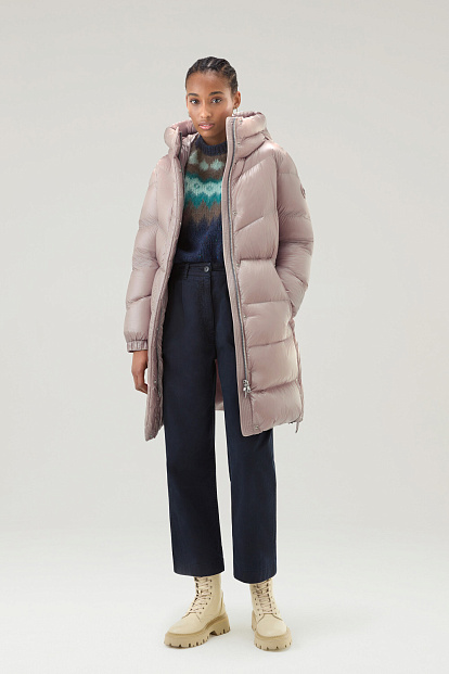 Куртка Woolrich Aliquippa Long Puffer Jacket СЕРО-БЕЖЕВЫЙ Куртка Woolrich Aliquippa Long Puffer Jacket СЕРО-БЕЖЕВЫЙ