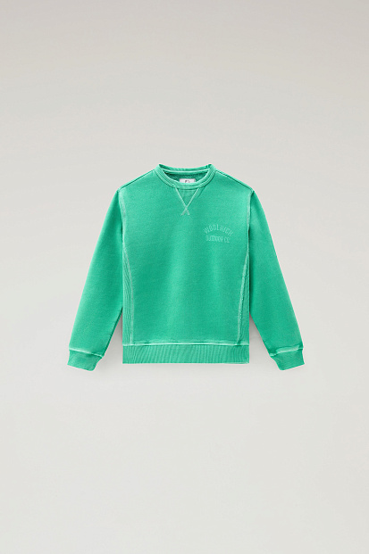 Детская толстовка Boys' Garment-Dyed Crewneck in Pure Cotton Насыщенный зеленый Детская толстовка Boys' Garment-Dyed Crewneck in Pure Cotton Насыщенный зеленый