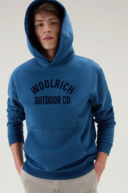 Толстовка С Капюшоном Woolrich Organic Cotton Script Hoodie СИНИЙ ЛОБСТЕР Толстовка С Капюшоном Woolrich Organic Cotton Script Hoodie СИНИЙ ЛОБСТЕР