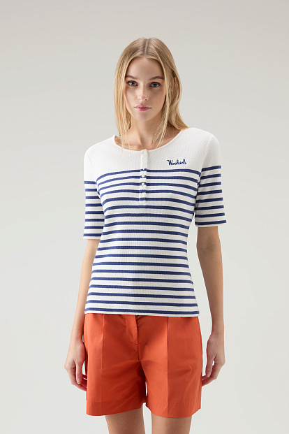 Футболка Woolrich Striped Jersey T-Shirt морская полоска Футболка Woolrich Striped Jersey T-Shirt морская полоска