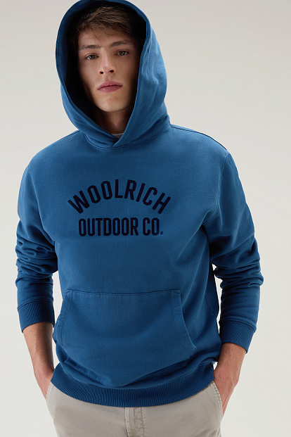Толстовка С Капюшоном Woolrich Organic Cotton Script Hoodie СИНИЙ ЛОБСТЕР Толстовка С Капюшоном Woolrich Organic Cotton Script Hoodie СИНИЙ ЛОБСТЕР