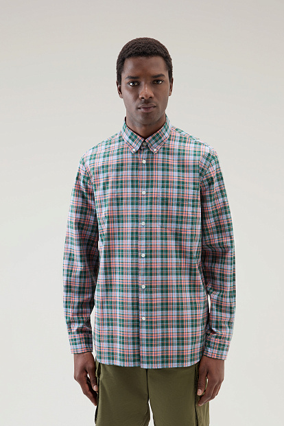 Рубашка Woolrich Poplin Madras Shirt СВЕТЛО-ЗЕЛЕНЫЙ В КЛЕТКУ Рубашка Woolrich Poplin Madras Shirt СВЕТЛО-ЗЕЛЕНЫЙ В КЛЕТКУ