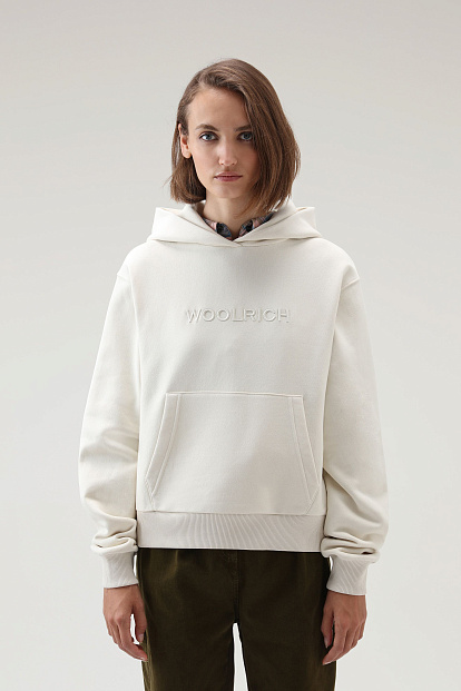 Толстовка Woolrich Logo Fleece Hoodie КРЕМОВЫЙ Толстовка Woolrich Logo Fleece Hoodie КРЕМОВЫЙ
