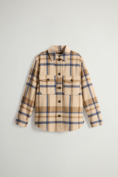 Куртка-Рубашка Woolrich Luxe Wool Overshirt МОЛОЧНАЯ КЛЕТКА Куртка-Рубашка Woolrich Luxe Wool Overshirt МОЛОЧНАЯ КЛЕТКА