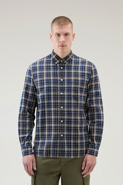 Рубашка Woolrich Poplin Madras Shirt СИНЯЯ КЛЕТКА Рубашка Woolrich Poplin Madras Shirt СИНЯЯ КЛЕТКА