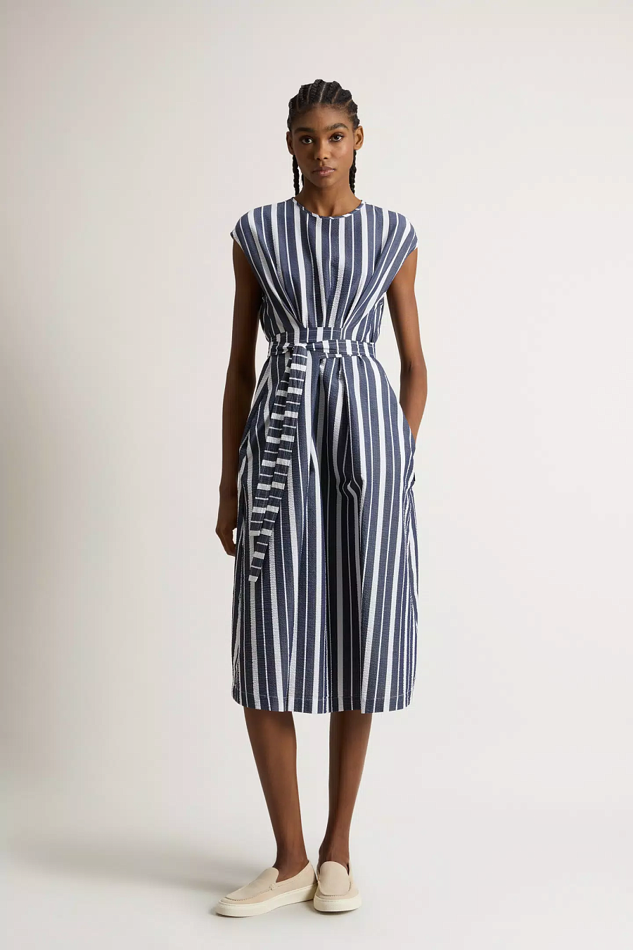 Платье STRIPED COTTON BELTED