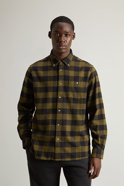 Рубашка Woolrich Traditional Flannel Shirt ТЕМНО-ЗЕЛЕНАЯ КЛЕТКА БАФФАЛО Рубашка Woolrich Traditional Flannel Shirt ТЕМНО-ЗЕЛЕНАЯ КЛЕТКА БАФФАЛО