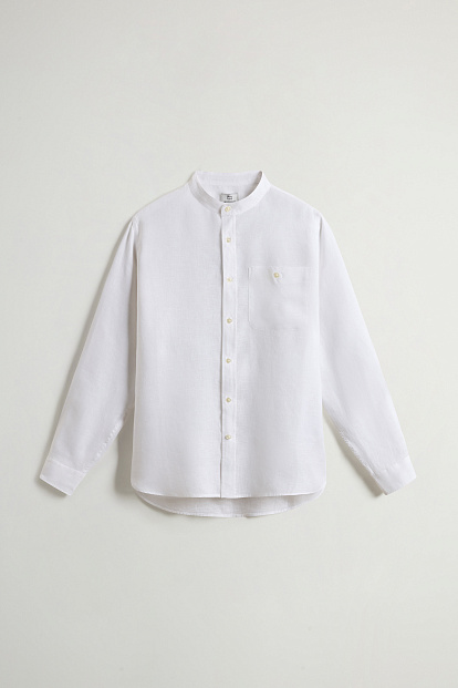 Рубашка BAND COLLAR LINEN ЯРКО-БЕЛЫЙ Рубашка BAND COLLAR LINEN ЯРКО-БЕЛЫЙ