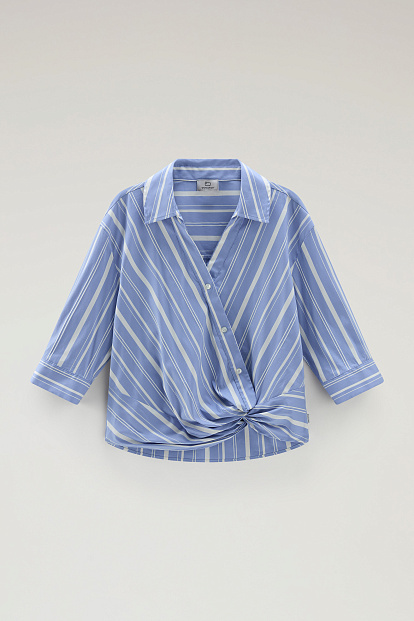 Рубашка Woolrich Stripe Poplin Blouse ГОЛУБОЙ В ПОЛОСКУ Рубашка Woolrich Stripe Poplin Blouse ГОЛУБОЙ В ПОЛОСКУ