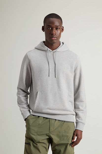Толстовка Woolrich Logo Script Hoodie СВЕТЛО-СЕРЫЙ МЕЛАНЖ Толстовка Woolrich Logo Script Hoodie СВЕТЛО-СЕРЫЙ МЕЛАНЖ