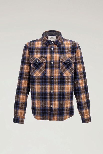 Куртка-Рубашка Woolrich Alaskan Melton Overshirt МАТРОССКАЯ СИНЯЯ КЛЕТКА Куртка-Рубашка Woolrich Alaskan Melton Overshirt МАТРОССКАЯ СИНЯЯ КЛЕТКА