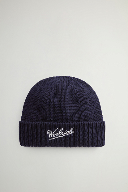 Шапка Woolrich Merino Wool Logo Beanie СИНИЙ Шапка Woolrich Merino Wool Logo Beanie СИНИЙ