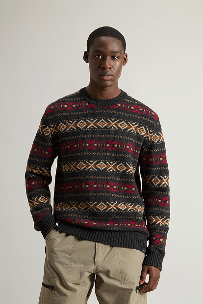 ДЖЕМПЕР WOOLRICH MERINOS FAIRISLE CREWNECK ВИНТАЖНЫЙ УГОЛЬНЫЙ ДЖЕМПЕР WOOLRICH MERINOS FAIRISLE CREWNECK ВИНТАЖНЫЙ УГОЛЬНЫЙ