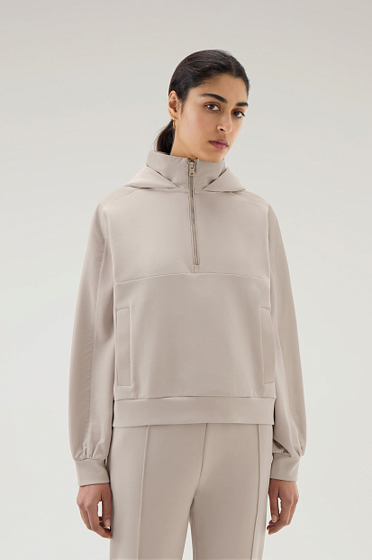 Толстовка Woolrich Mix Media 3D Logo Hoodie СЕРО-БЕЖЕВЫЙ Толстовка Woolrich Mix Media 3D Logo Hoodie СЕРО-БЕЖЕВЫЙ