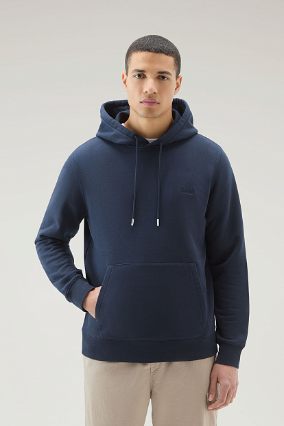 Толстовка Woolrich Logo Script Hoodie СИНИЙ Толстовка Woolrich Logo Script Hoodie СИНИЙ