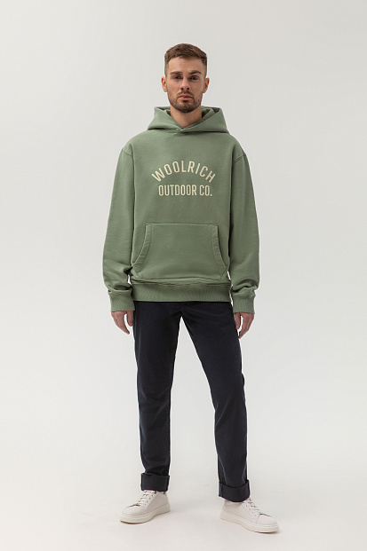 Толстовка С Капюшоном Woolrich Organic Cotton Script Hoodie ФИСТАШКОВЫЙ Толстовка С Капюшоном Woolrich Organic Cotton Script Hoodie ФИСТАШКОВЫЙ