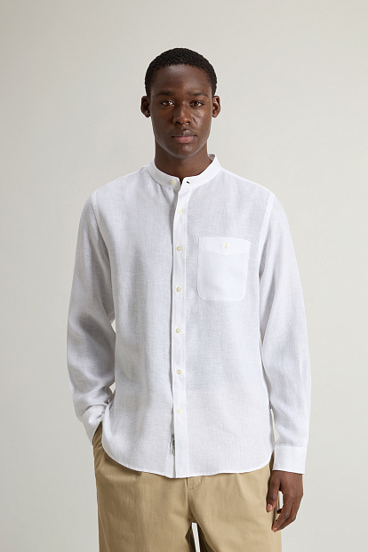 Рубашка BAND COLLAR LINEN ЯРКО-БЕЛЫЙ Рубашка BAND COLLAR LINEN ЯРКО-БЕЛЫЙ