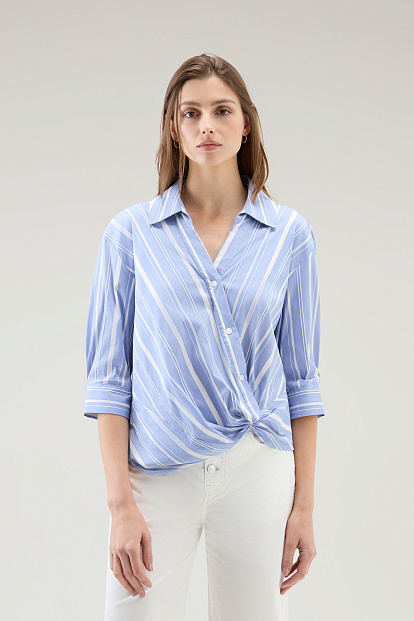 Рубашка Woolrich Stripe Poplin Blouse ГОЛУБОЙ В ПОЛОСКУ Рубашка Woolrich Stripe Poplin Blouse ГОЛУБОЙ В ПОЛОСКУ