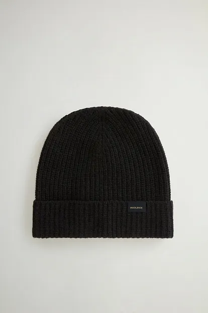 Шапка Woolrich Knitted Ribbed Beanie ЧЕРНЫЙ Шапка Woolrich Knitted Ribbed Beanie ЧЕРНЫЙ